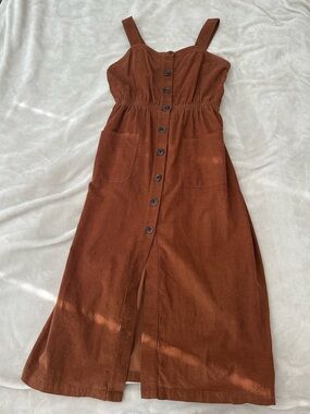 Urban Outfitters Rust Brown Button-Front Midi Dress